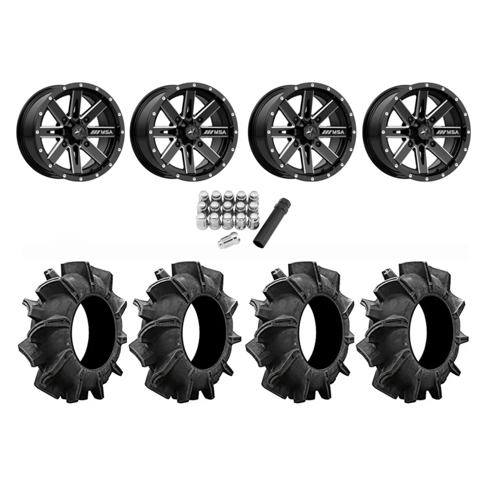Assassinator Mud Tires 28x8-14 on MSA M41 Boxer Wheels, complete kit
