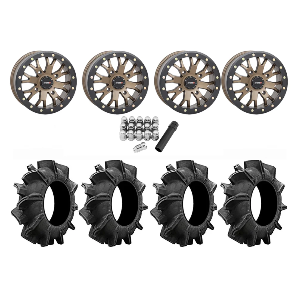 Assassinator Mud Tires 34x8-14 on SB-4 Bronze Beadlock Wheels, complete kit