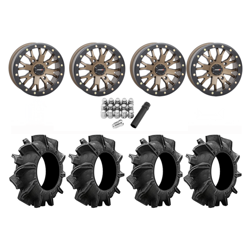 Assassinator Mud Tires 34x8-14 on SB-4 Bronze Beadlock Wheels Assassinator Mud Tires 34x8-14 on SB-4 Bronze Beadlock Wheels