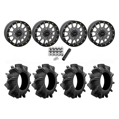 Assassinator Mud Tires 34x8-14 on SB-5 Gunmetal Beadlock Wheels