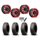 BFGoodrich Mud-Terrain KM3 30x10-15 (8ply) Radial Tires on Fuel Hardline Gloss Black with Candy Red Beadlock Wheels