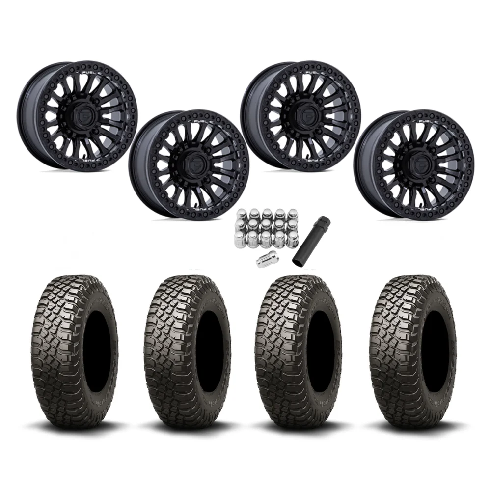 BFGoodrich Mud-Terrain KM3 30x10-15 (8ply) Radial Tires on Fuel Rincon Blackout Beadlock Wheels, complete kit