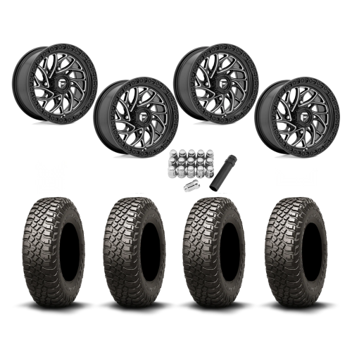 BFGoodrich Mud-Terrain KM3 30x10-15 (8ply) Radial Tires on Fuel Runner Gloss Black Milled Wheels