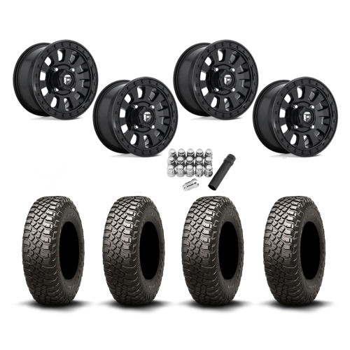 BFGoodrich Mud-Terrain KM3 30x10-15 (8ply) Radial Tires on Fuel Tactic Matte Black Wheels BFGoodrich Mud-Terrain KM3 30x10-15 (8ply) Radial Tires on Fuel Tactic Matte Black Wheels