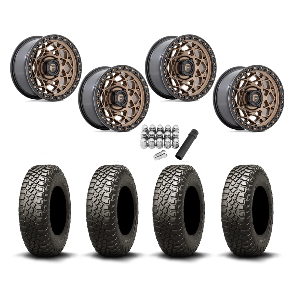 BFGoodrich Mud-Terrain KM3 32x10-15 Tires on Fuel Unit Matte Bronze Wheels, complete kit