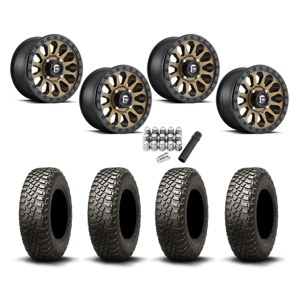 BFGoodrich Mud-Terrain KM3 32x10-15 Tires on Fuel Vector Matte Bronze Wheels, complete kit