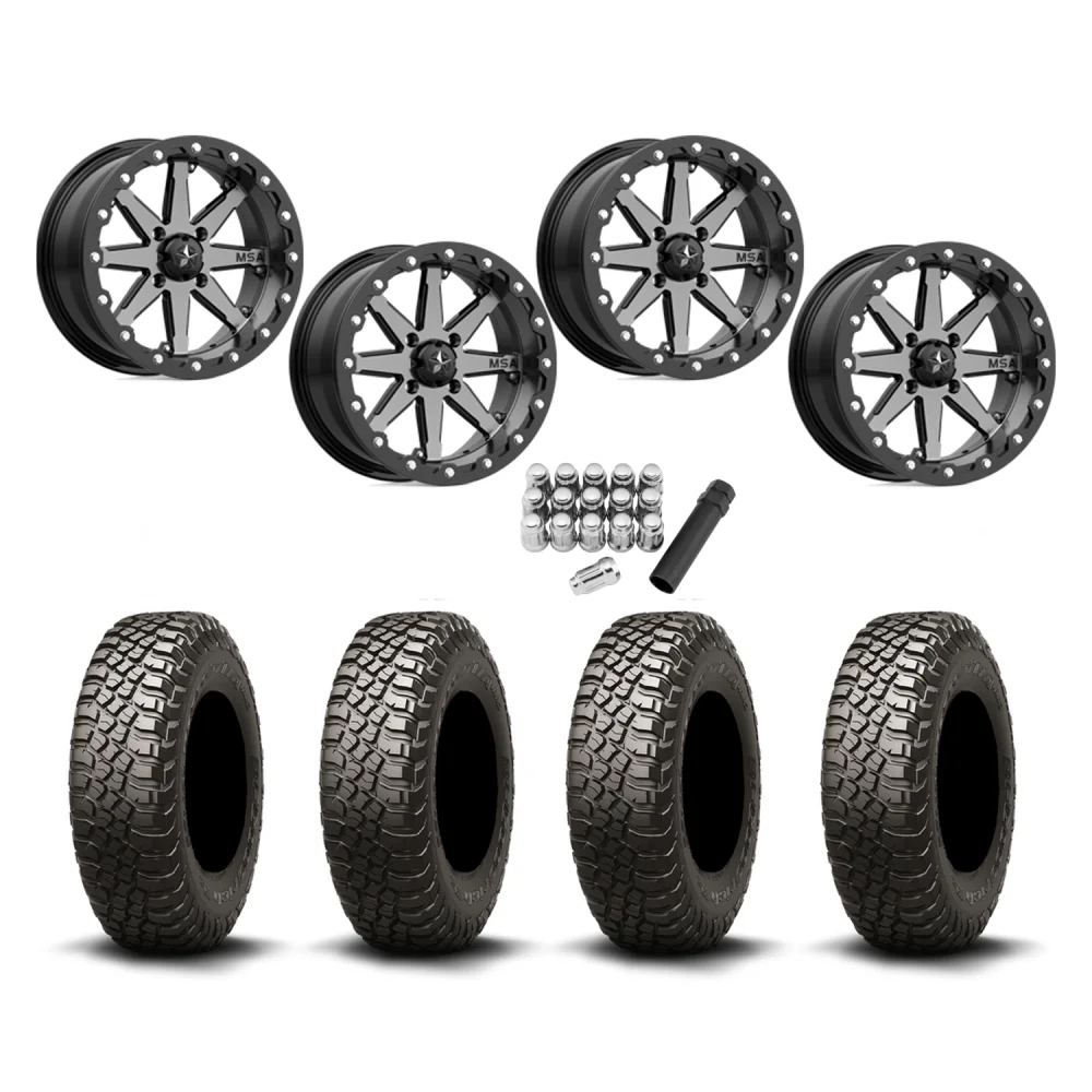 BFGoodrich Mud-Terrain KM3 30x10-15 (8ply) Radial Tires on MSA M21 Lok Beadlock Wheels, complete kit