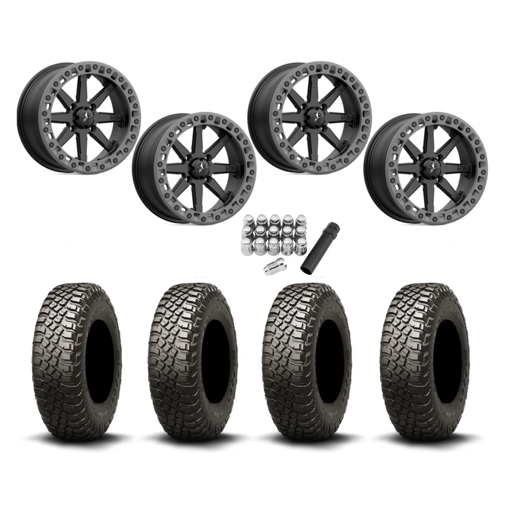 BFGoodrich Mud-Terrain KM3 30x10-15 (8ply) Radial Tires on MSA M31 Lok2 Beadlock Wheels, complete kit