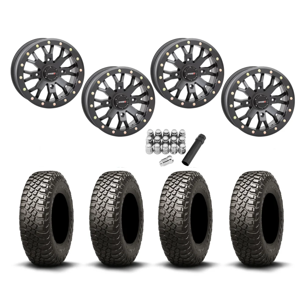 BFGoodrich Mud-Terrain KM3 30x10-14 Tires on SB-4 Matte Black Beadlock Wheels, complete kit