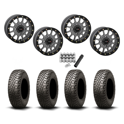 BFGoodrich Mud-Terrain KM3 32x10-14 Tires on SB-5 Gunmetal Grey Beadlock Wheels