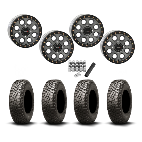 BFGoodrich Mud-Terrain KM3 32x10-14 Tires on SB-7 Matte Titanium Beadlock Wheels