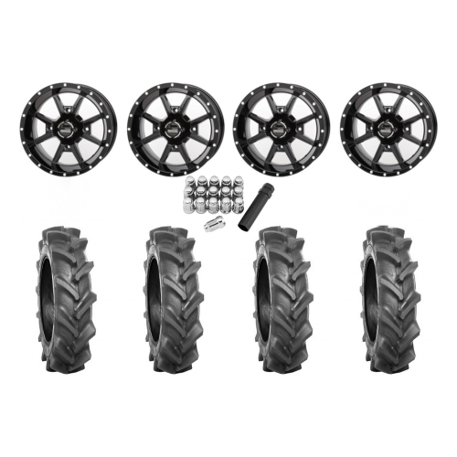 BKT AT 171 28x9-14 Tires on Frontline 556 Black Wheels
