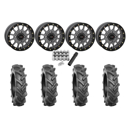 BKT AT 171 28x9-14 Tires on SB-5 Gunmetal Beadlock Wheels BKT AT 171 28x9-14 Tires on SB-5 Gunmetal Beadlock Wheels