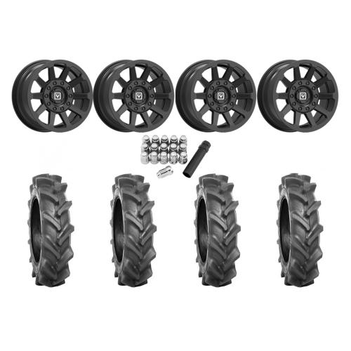 BKT AT 171 28x9-14 Tires on V02 Satin Black Wheels