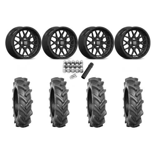 BKT AT 171 30x9-14 Tires on V03 Gloss Black Wheels