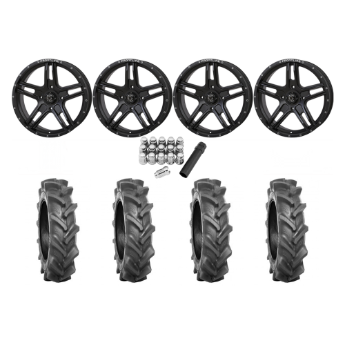 BKT AT 171 37x9-22 Tires on Frontline 505 Black Wheels
