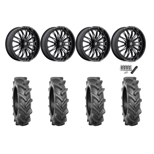 BKT AT 171 38x10-20 Tires on Fuel Arc Gloss Black Milled Wheels