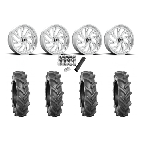 BKT AT 171 38x10-20 Tires on Fuel Kompressor Polished Wheels