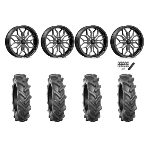BKT AT 171 33x8-18 Tires on MSA M47 Sniper Gloss Black Milled Wheels