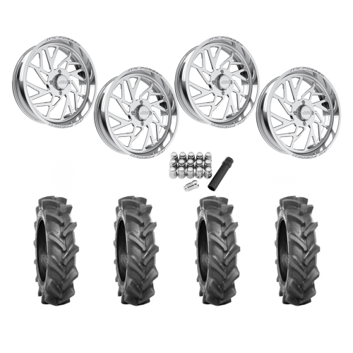 BKT AT 171 37x9-22 Tires on JTX Forged Ruckus Polished Wheels