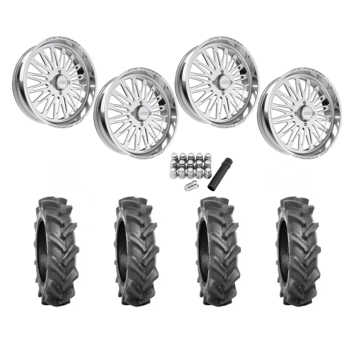 BKT AT 171 37x9-22 Tires on JTX Forged Schizo Polished Wheels