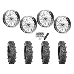 BKT AT 171 35x9-22 Tires on KG1 Forged KU038 Javelin Polished Wheels