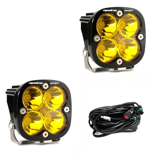 Baja Designs Squadron Sport Black LED Auxiliary Light Pod Pair - Baja Amber Lense