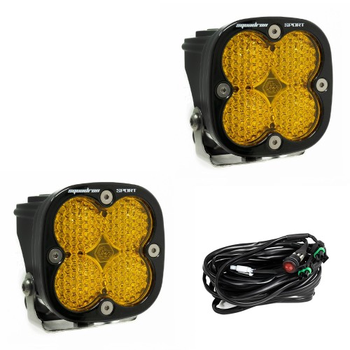 Baja Designs Squadron Sport Black LED Auxiliary Light Pod Pair - Baja Amber Lense
