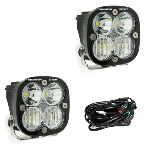 Baja Designs Squadron Sport Black LED Auxiliary Light Pod Pair - Clear Lense