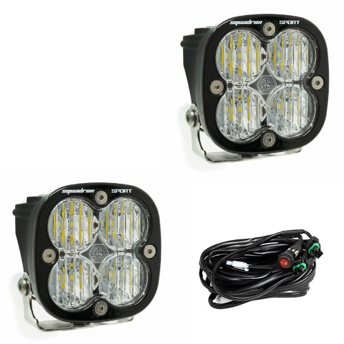 Baja Designs Squadron Sport Black LED Auxiliary Light Pod Pair - Clear Lense