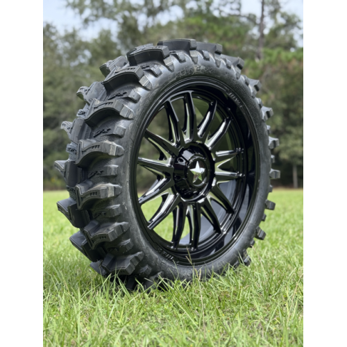 EFX MotoSlayer 33x9.5-22 Tires on MSA M55 Commander Gloss Black Milled Wheels