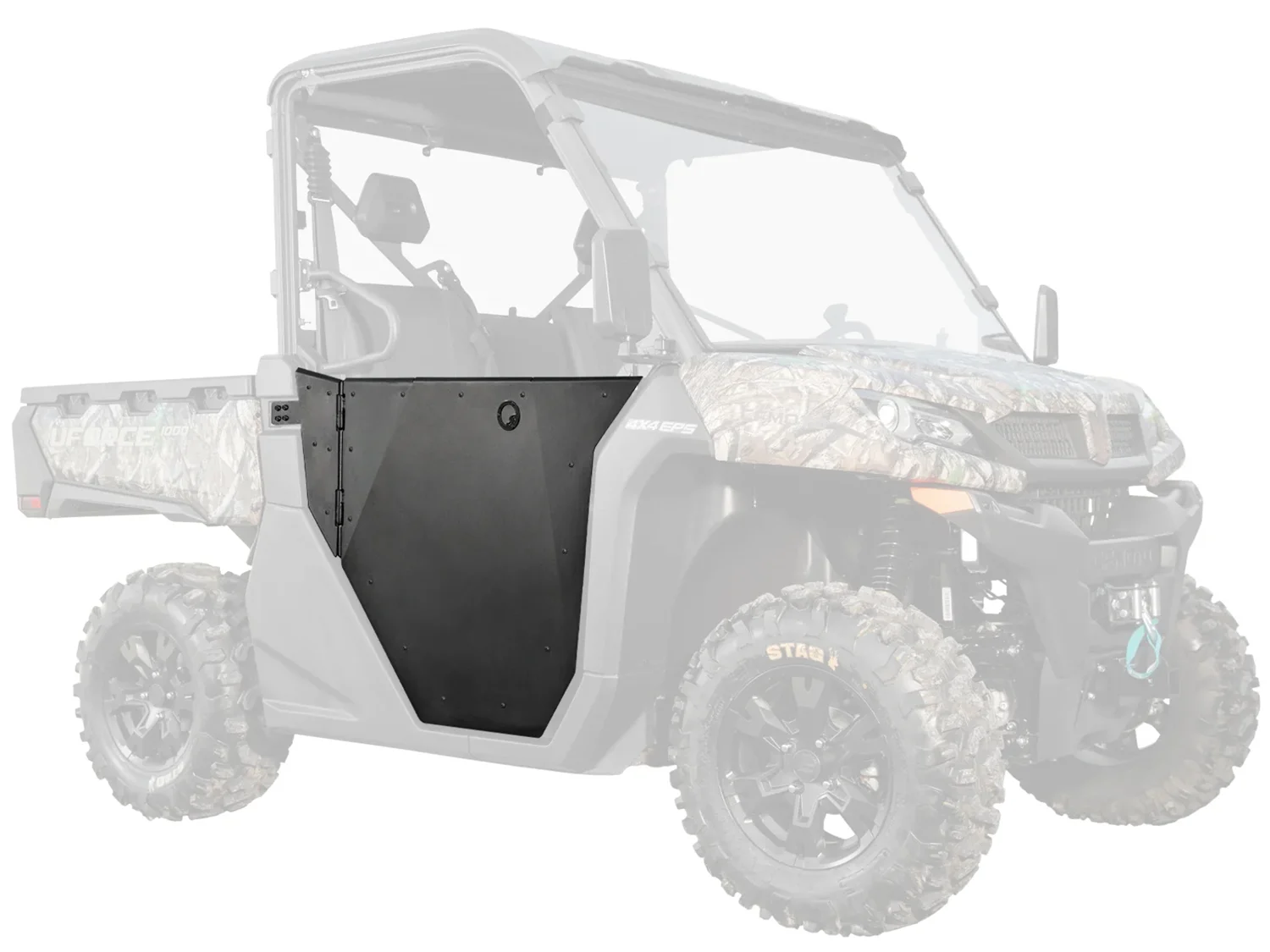 SuperATV aluminum doors installed on a CFMoto UForce 1000