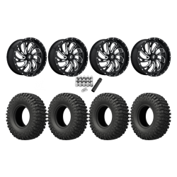 EFX MotoCrusher 40x10-18 Tires on Fuel Kompressor Gloss Black Milled Wheels