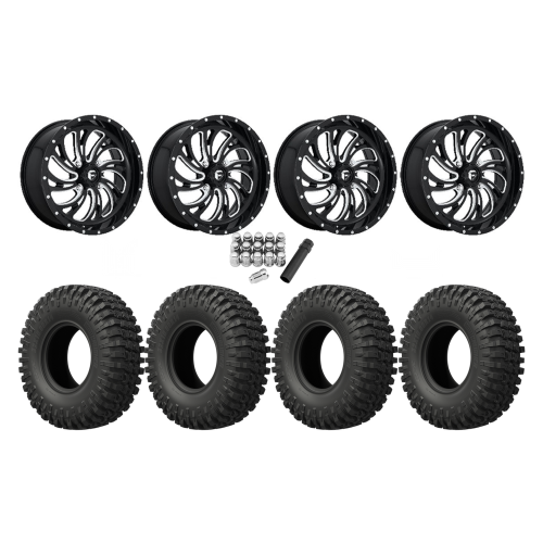 EFX MotoCrusher 40x10-18 Tires on Fuel Kompressor Gloss Black Milled Wheels