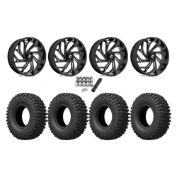 EFX MotoCrusher 37x10-18 Tires on Fuel Reaction Gloss Black Milled Wheels