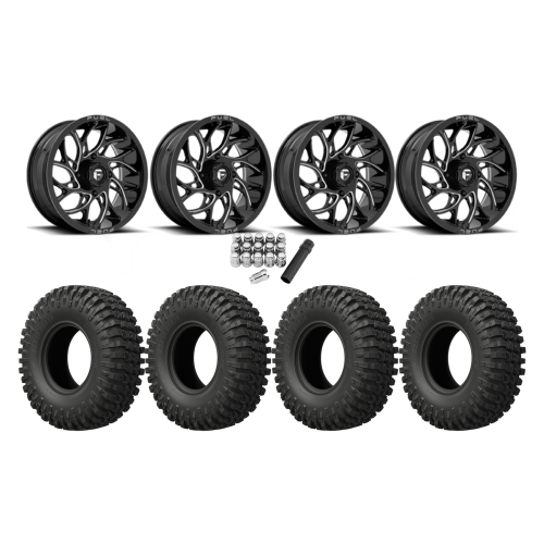 EFX MotoCrusher 40x10-18 Tires on Fuel Runner Gloss Black Milled Wheels