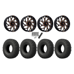 EFX MotoCrusher 37x10-18 Tires on Fuel Runner Candy Orange Wheels EFX MotoCrusher 37x10-18 Tires on Fuel Runner Candy Orange Wheels
