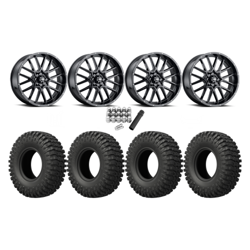 EFX MotoCrusher 40x10-18 Tires on ITP Hurricane Gloss Black Wheels
