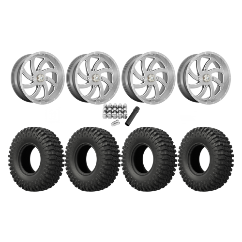 EFX MotoCrusher 37x10-18 Tires on MSA M36 Switch Brushed Titanium Wheels