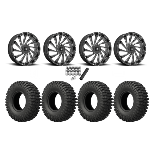 EFX MotoCrusher 37x10-18 Tires on MSA M46 Blade Gloss Black Milled Wheels