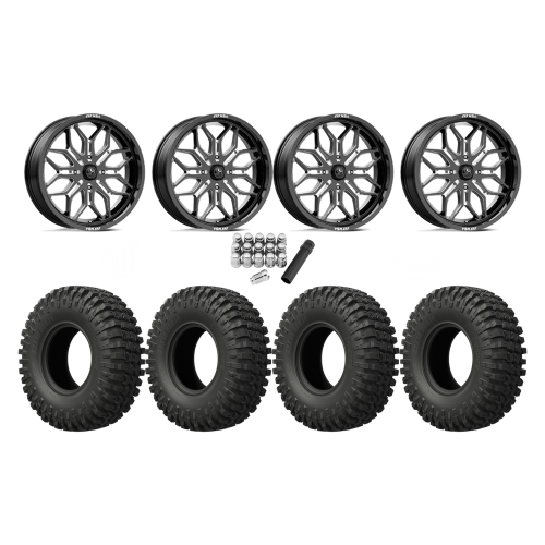 EFX MotoCrusher 40x10-18 Tires on MSA M47 Sniper Gloss Black Milled Wheels