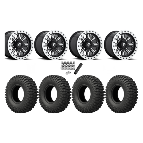 EFX MotoCrusher 32x10-15 Tires on Fuel Hardline Gloss Black Milled Beadlock Wheels