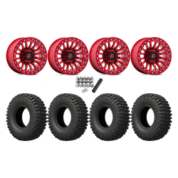 EFX MotoCrusher 32x10-15 Tires on Fuel Rincon Candy Red Beadlock Wheels EFX MotoCrusher 32x10-15 Tires on Fuel Rincon Candy Red Beadlock Wheels