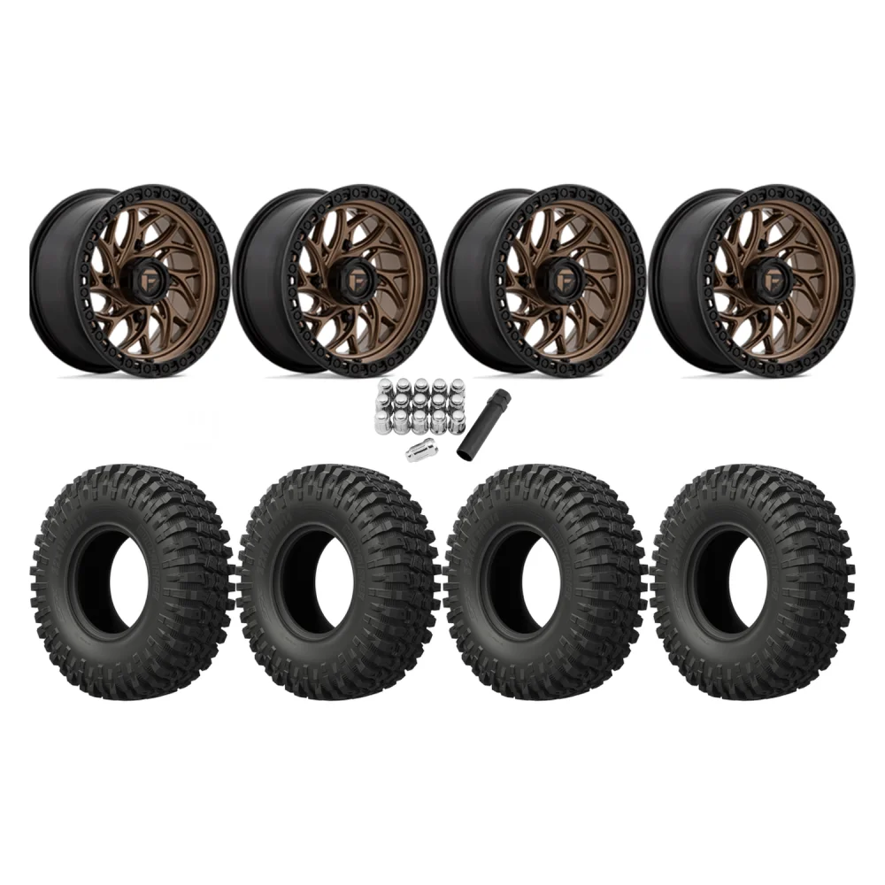 EFX MotoCrusher 33x10-15 Tires on Fuel Runner Matte Bronze Wheels, complete kit