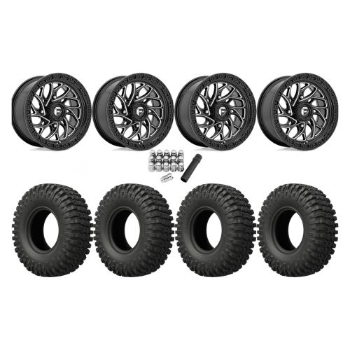 EFX MotoCrusher 33x10-15 Tires on Fuel Runner Gloss Black Milled Wheels