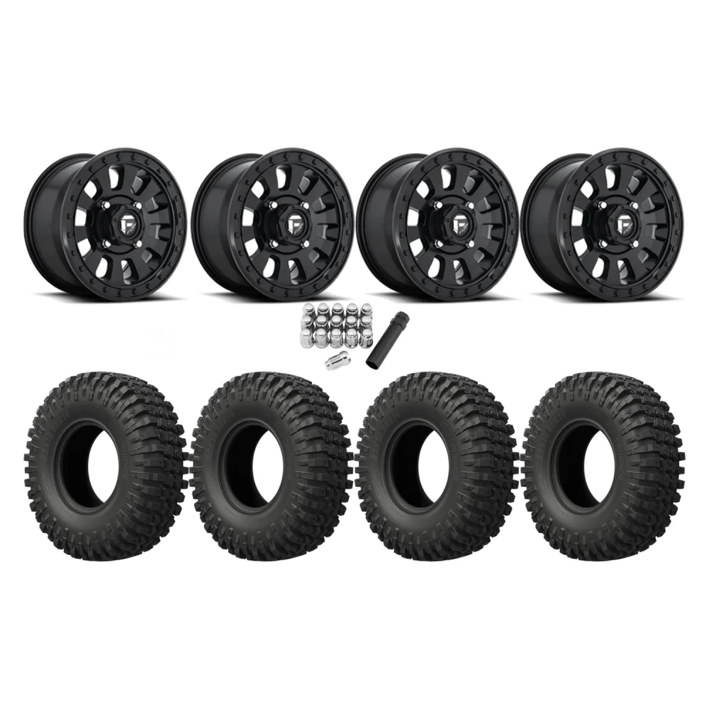 EFX MotoCrusher 32x10-14 Tires on Fuel Tactic Matte Black Wheels, complete kit