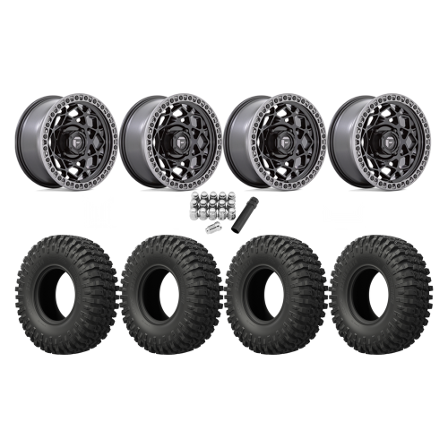 EFX MotoCrusher 33x10-15 Tires on Fuel Unit Matte Black Wheels