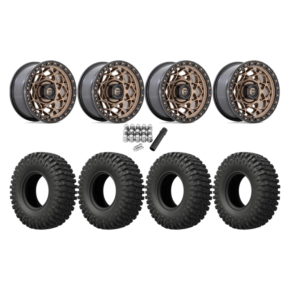 EFX MotoCrusher 33x10-15 Tires on Fuel Unit Matte Bronze Wheels, complete kit