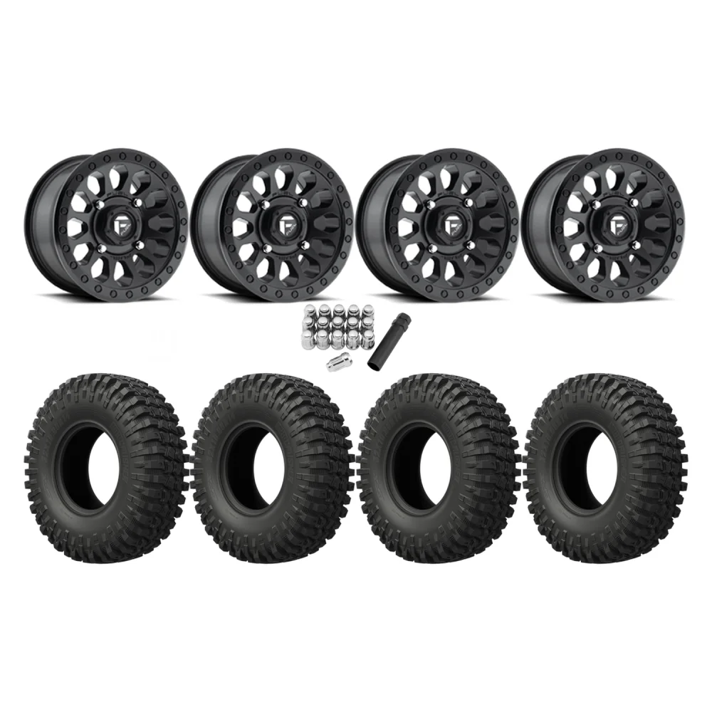 EFX MotoCrusher 35x10-15 Tires on Fuel Vector Matte Black Wheels, complete kit