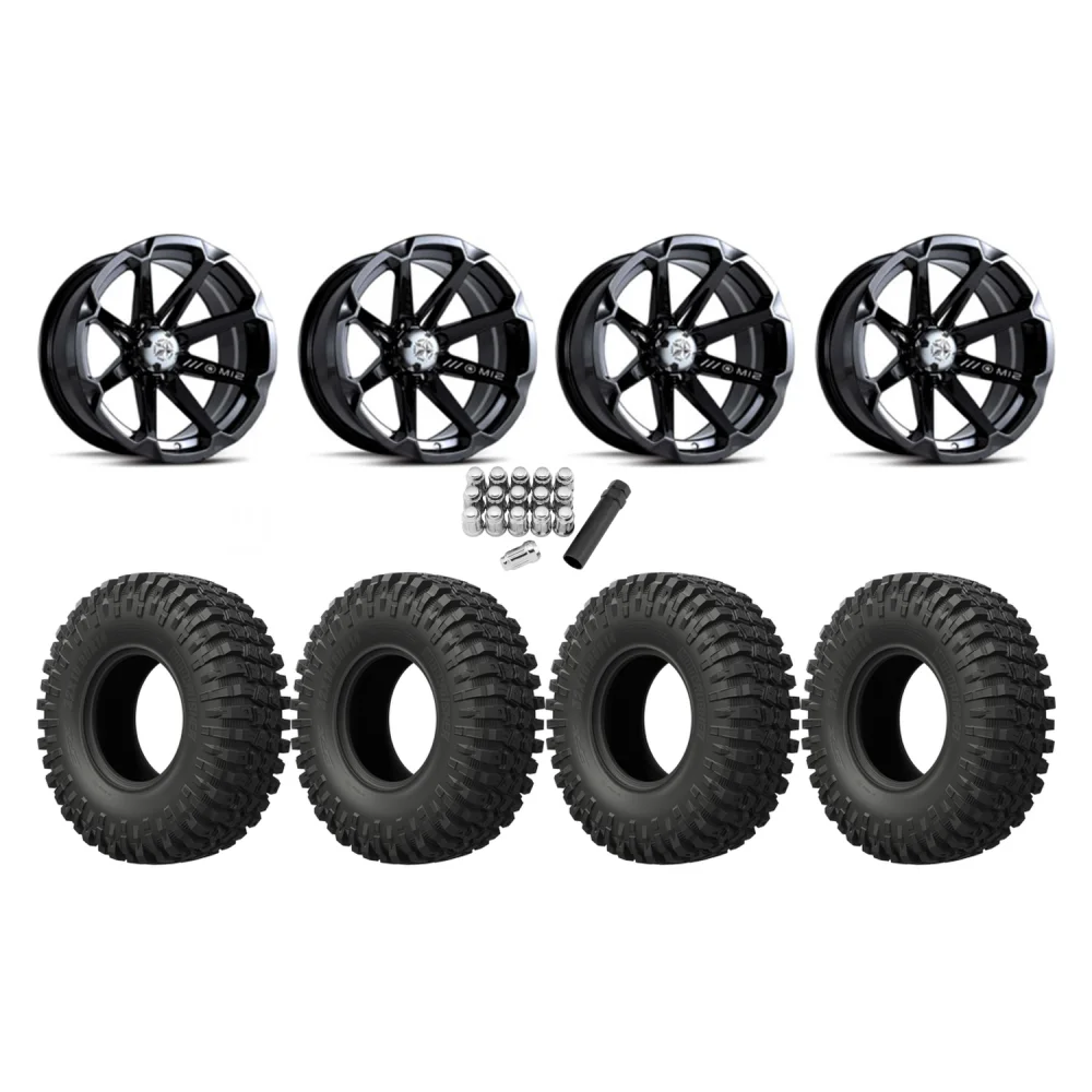 EFX MotoCrusher 35x10-15 Tires on MSA M12 Diesel Wheels, complete kit